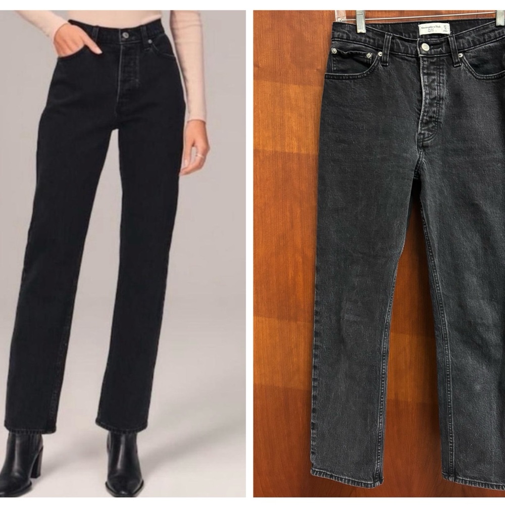 Abercrombie & Fitch The Dad High Rise Jeans Black size 4 / 27 - Picture 1 of 11